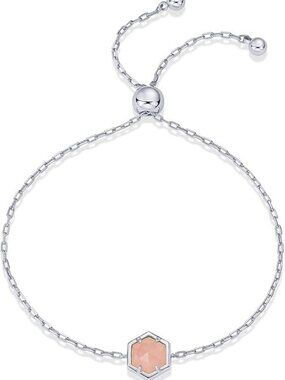 Quartz White Gold 14K Gold Plated Hexagon Gemstone Bracelet